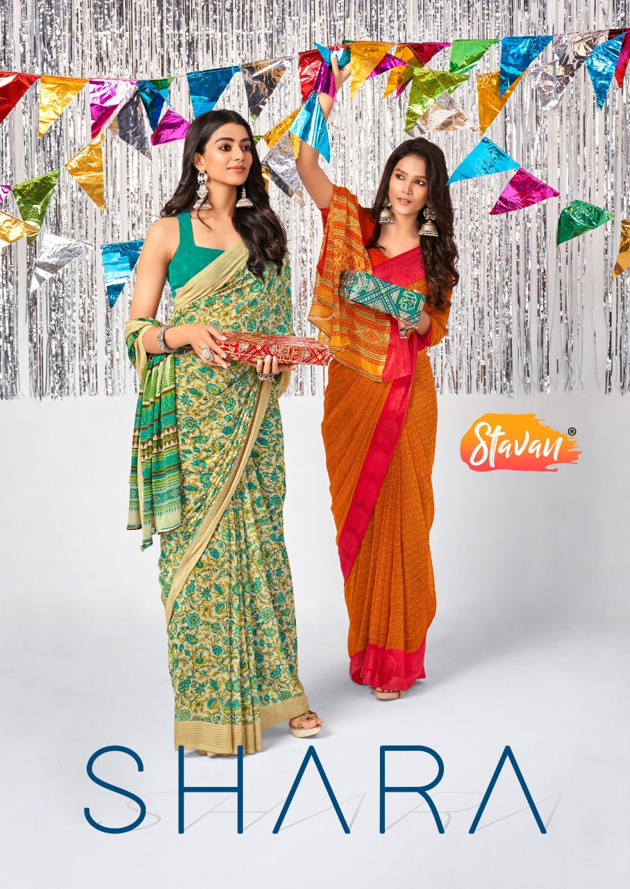 Stavan Shara New Printed Designer Fancy Wear Georgette Saree Collection